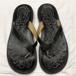 Olukai leather flip flops